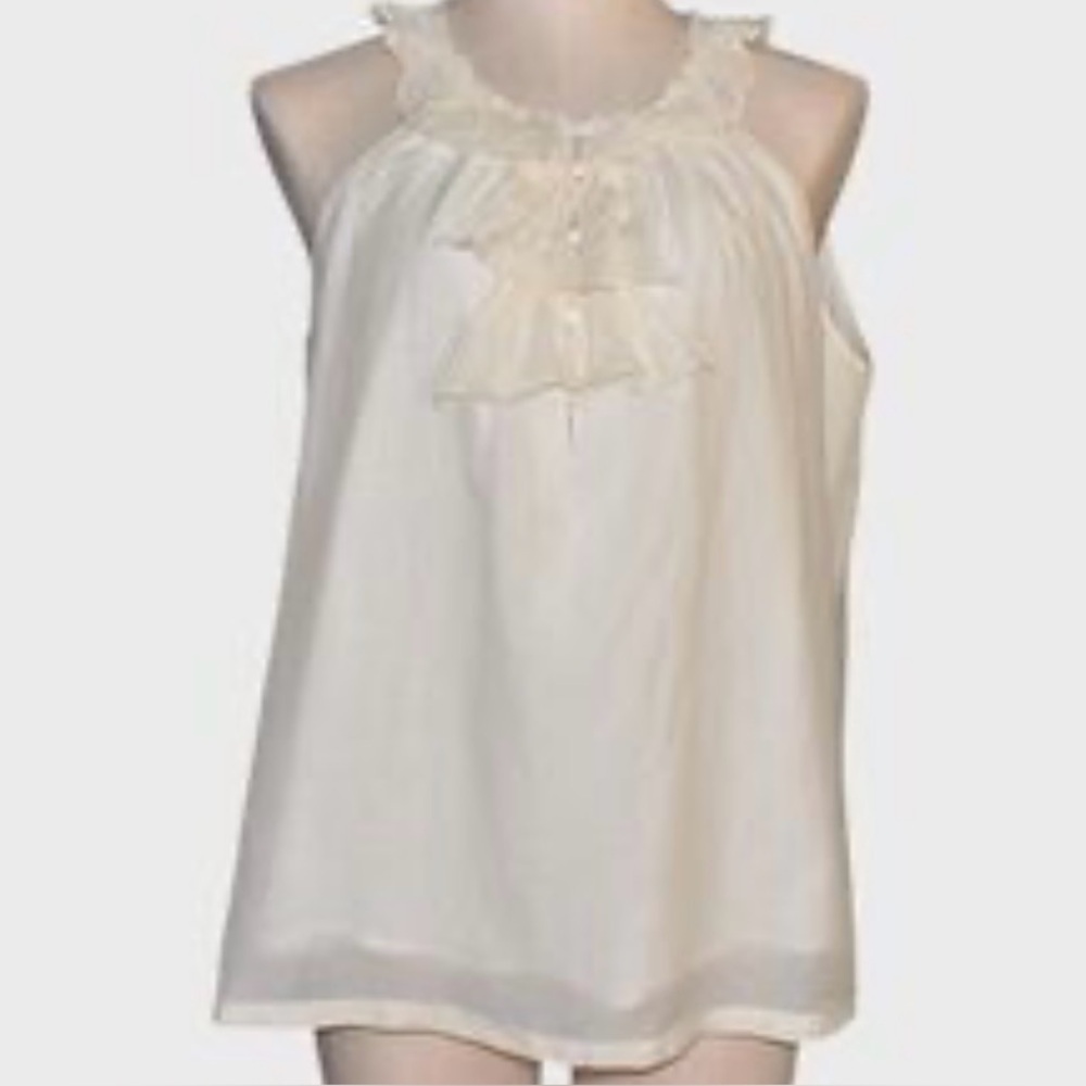 J. Crew Ruffled Sleeveless Women Blouse Ivory measurements in photos feminine
